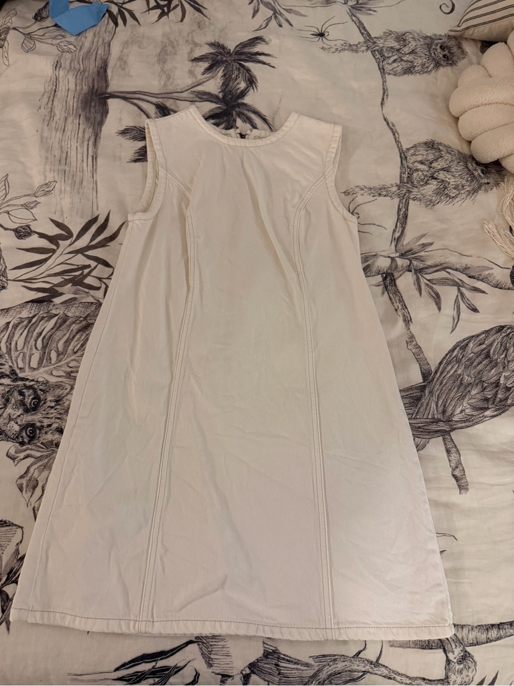 Sleeveless White A-Line White Denim Dress